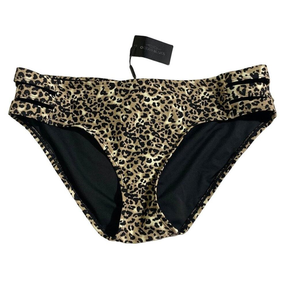 Ocean Blues Women's Strappy Sides Bikini Bottom Leopard New Medium